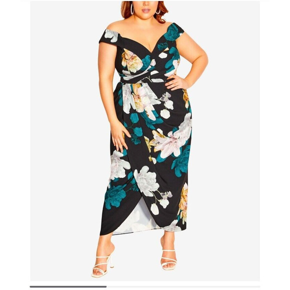 NEW City Chic Plus Size Maxi Floral Glow Dress Maxi Womens M/18W MSRP$169 - Picture 1 of 9